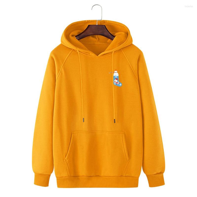 

Men's Hoodies 2023 Autumn & Winter Style Christmas Wear Trend Casual Versatile Stockings Printed Large Size Hoodie, Yellow