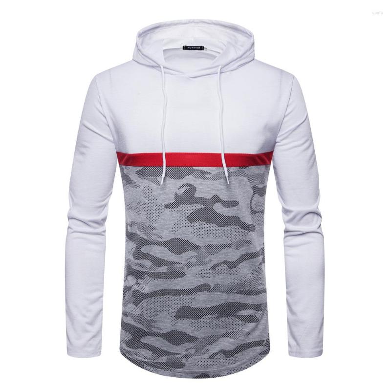 

Men's T Shirts Foreign Trade Pattern Europe And America Man Long Sleeves Hooded Cap Color Matching Fashion T-shirt, Black