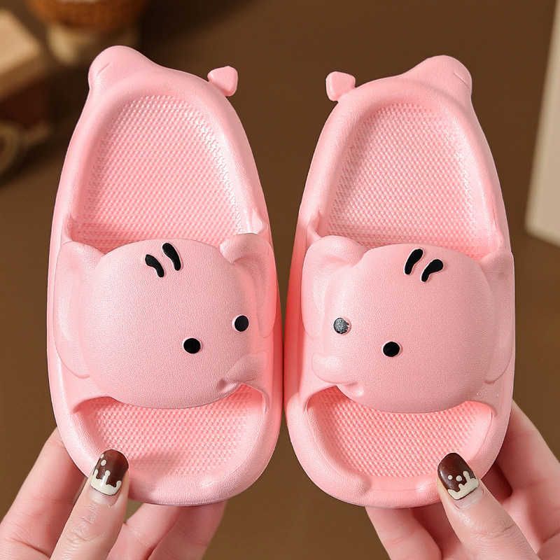 

Slipper Cartoon Elephant Baby Girls Antislip Home Bathroom Boy Slides Kids Slippers Summer Soft Sole House Shoes Children 0203, Pink