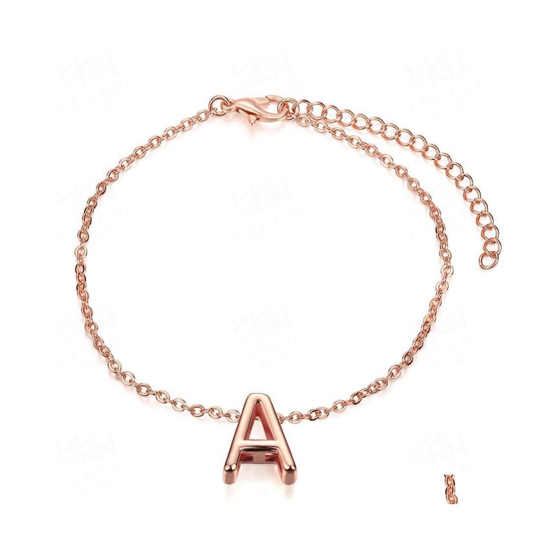 

Charm Bracelets Bangle Wedding Infinity Rose 18K Gold Bracelet Luckyhat Drop Delivery Jewelry Dhwf6