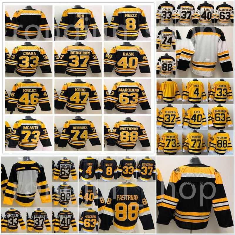 

2023 Men Boston Patrice Bergeron Jersey Brad Marchand David Pastrnak Charlie McAvoy Tuukka Rask Jake DeBrusk Bobby Orr Hockey Black White Bruin