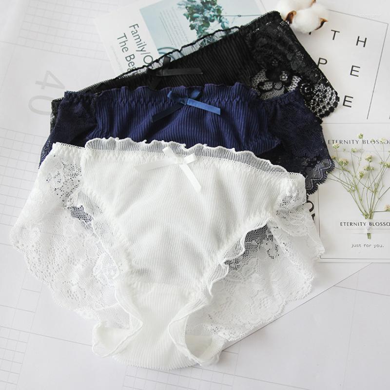 

Women's Panties Back Hollow Lace Seamless Women Ruffle Bow Cute Lovely Sweety Lady Underwear Transparent Sexy Solid Cotton Crotch Breifs, 15