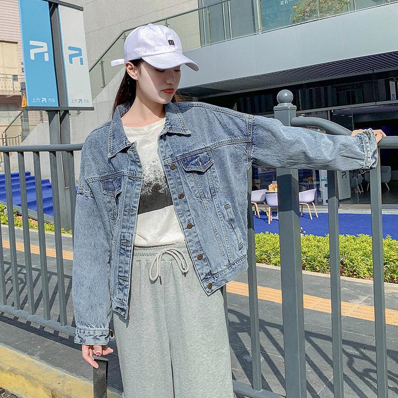 

Women' Jackets Vintage Denim Jacket Women Single Breasted Lapel Loose Cowboy 2023 Spring Autumn Fashion Indie Aesthetic Outwear BfWomen, Blue