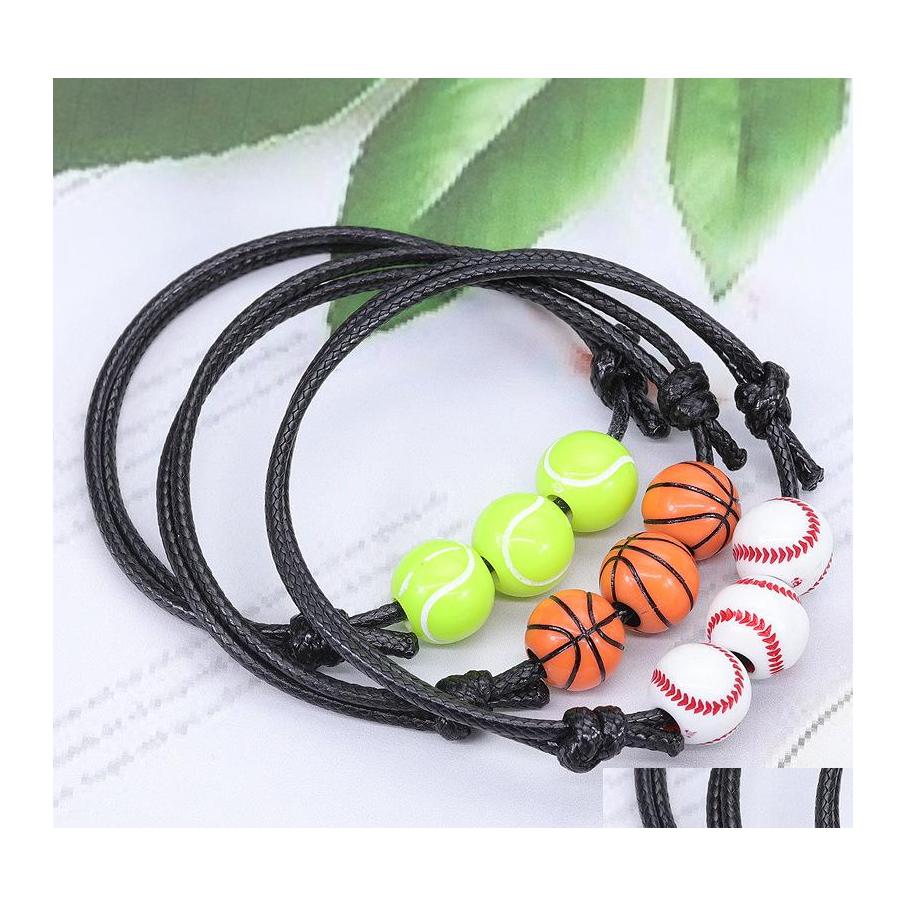 

Charm Bracelets Handmade Tennis Wax Bracelet Summer Beach Jewelry Couple Gift Basketball Baseball Sports Drop Delivery Otw3H