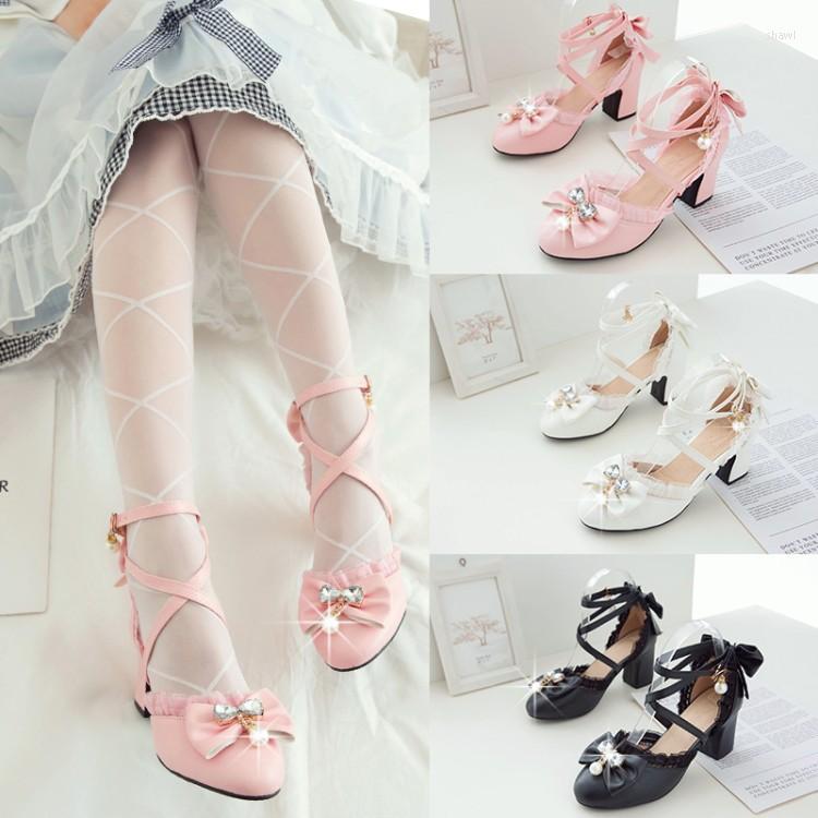 

Sandals 2023 Lolita Women's Shoes Bowknot Large High Heels Student Animation Women Summer Wholesale