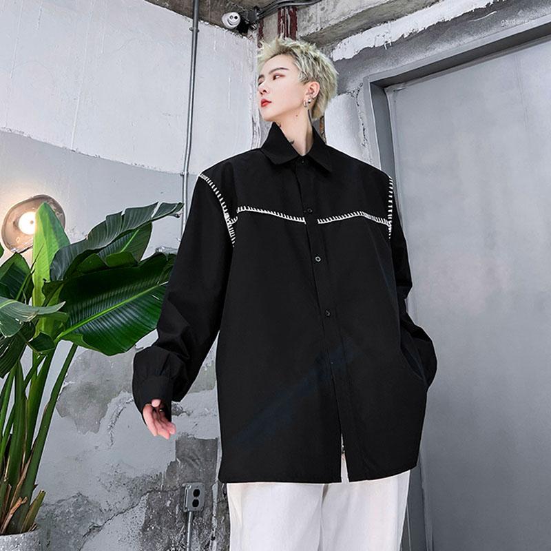 

Men's Casual Shirts Men's Loose Long Sleeve Shirt Male Women Streetwear Fashion Hip Hop Oversize Couple Dress, H1819 white