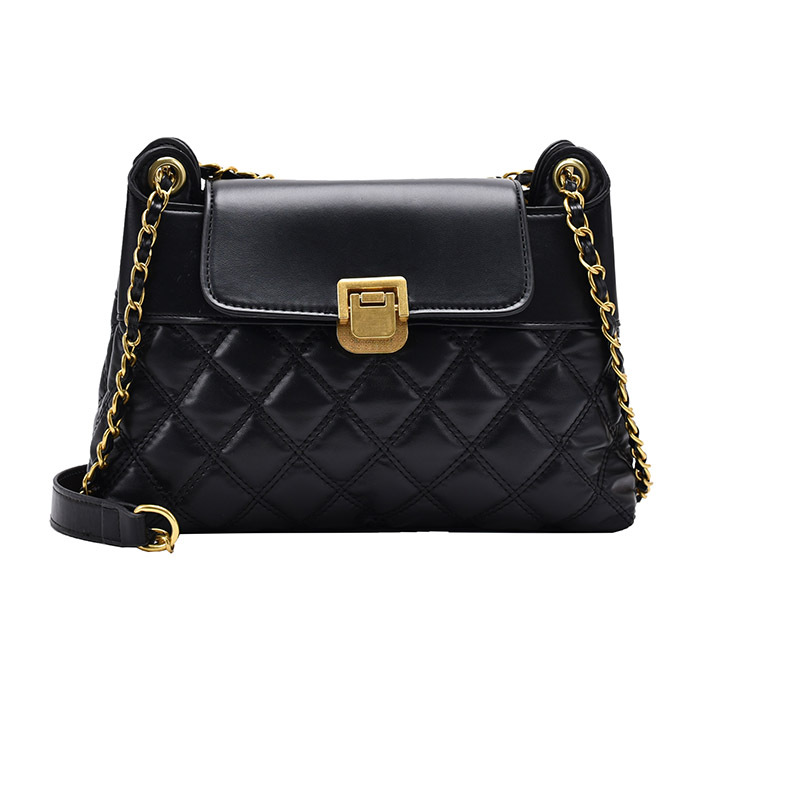 

Lingge chain small bag designer bags women tote bag women's bag 2022 spring new trendy fashion all-match messenger bag female small fragrance shoulder bag, Black