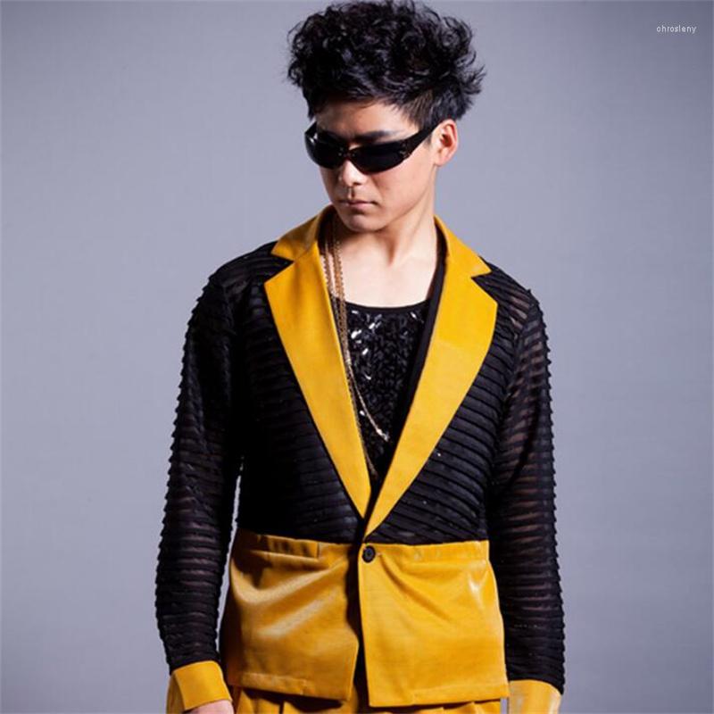 

Men's Suits Suit Men Stylish Blazers 2023 Jacket Designs Costumes Stage Clothes For Singers Dance Blazer Style Dress Yellow Novelty, Coat and pant