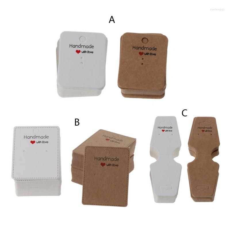 

Jewelry Pouches 100Pcs Handmade Kraft Paper Blank Tags Display Hanging Cards Package For Ear Studs Earrings Necklaces