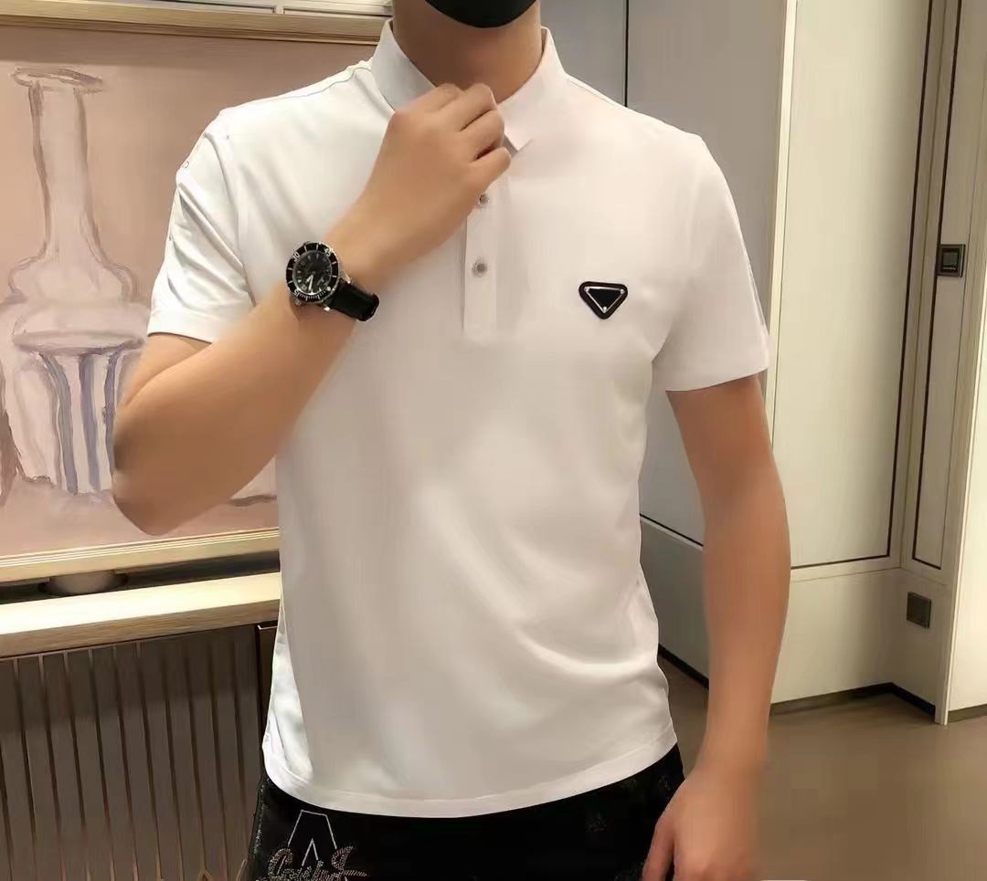 

Men Designer men's Polos t shirt tees high-end Polo Stylist Letter Cotton V Neck mens Tops Tees Woman Tshirts Luxury Casual couple Clothes -3XL, Beige