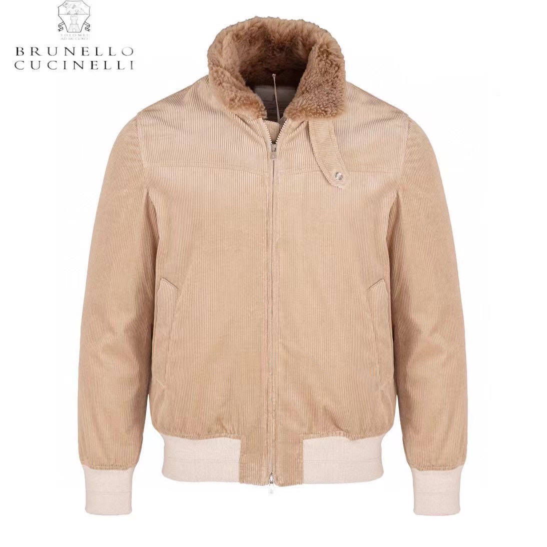 

Men Jackets Brunello Cucinelli Autumn and Winter Khaki Corduroy Thick Coats Long Sleeve Outwears