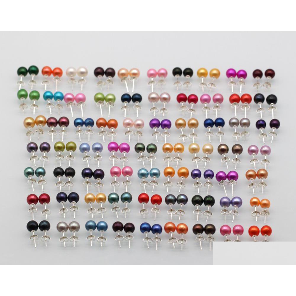 

Stud 66 Pair/Set Fashion Jewelry 925 Sterling Sier Pearl Earring Colors Freshwater Ctured Pair For Women Drop Delivery Earrings Dhykt