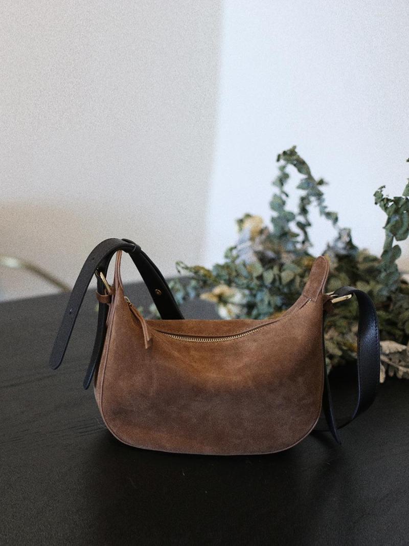 

Evening Bags Vintage Mocha Brown Suede Bag Women Retro Saddle Shoulder Ladies Soft Canvas Messenger Zipper Crossbody Eco Handbag, Maroon