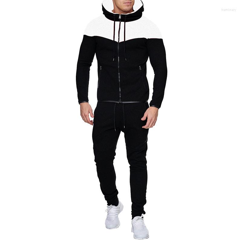 

Men's Hoodies Zipper Sweatshirt And Sweatpants Casual Sportswear Suit 2023 Solid Color Long Sleeve Jacket M-3XL, Black