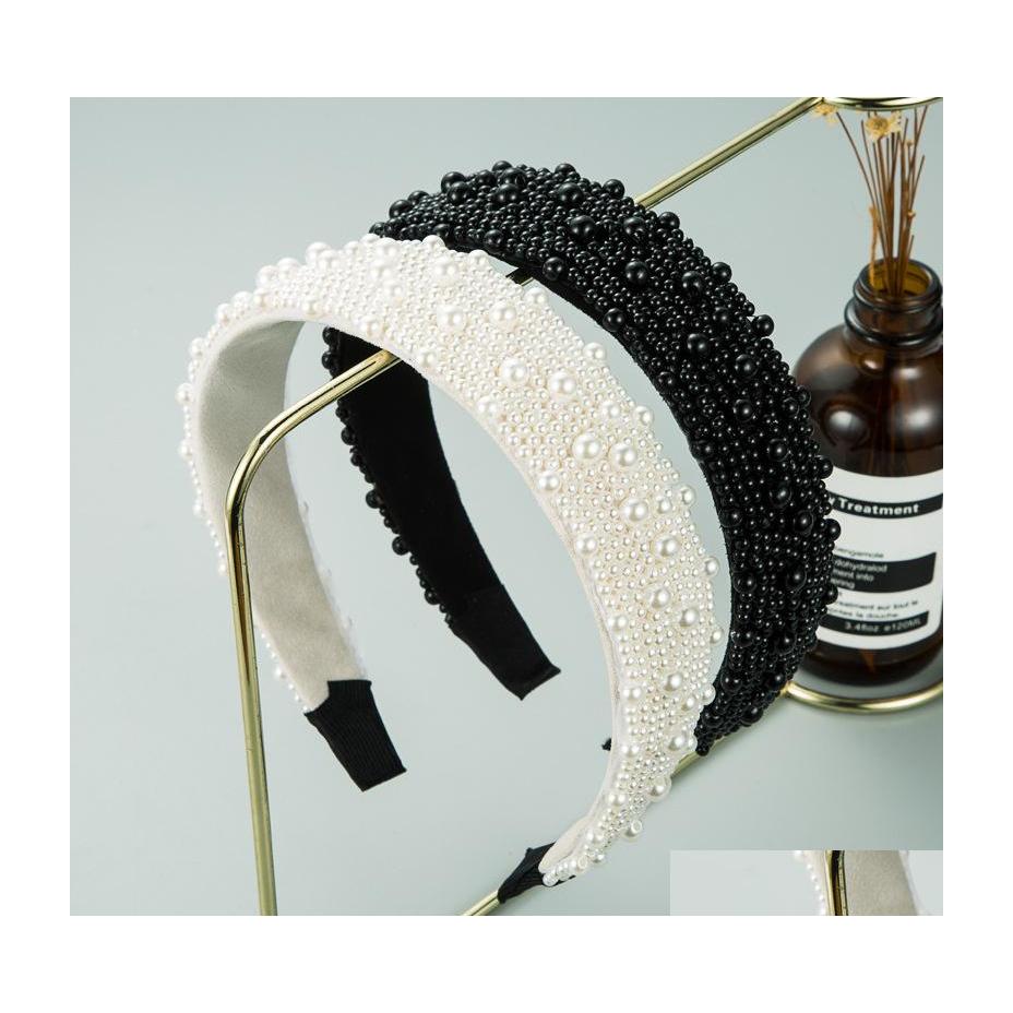 

Headbands Fashion Women Hair Jewelry Handmade Faux Pearl Beads Cloth Hoop Band Accessories Headband Drop Delivery Hairjewelry Dhprz