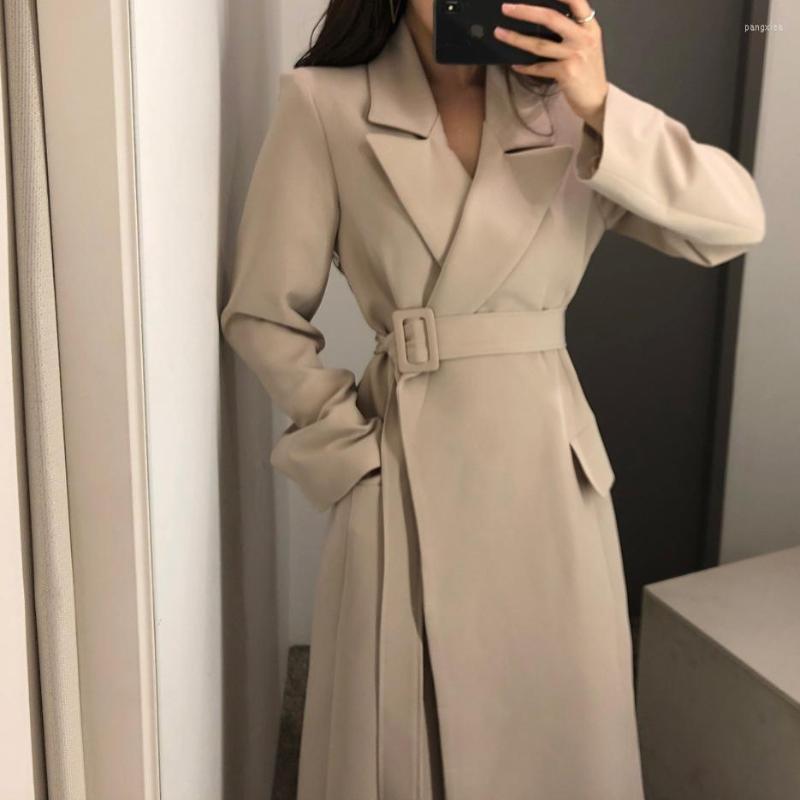 

Women's Trench Coats French Temperament Elegant Lapel Waist Suit Jacket, Black