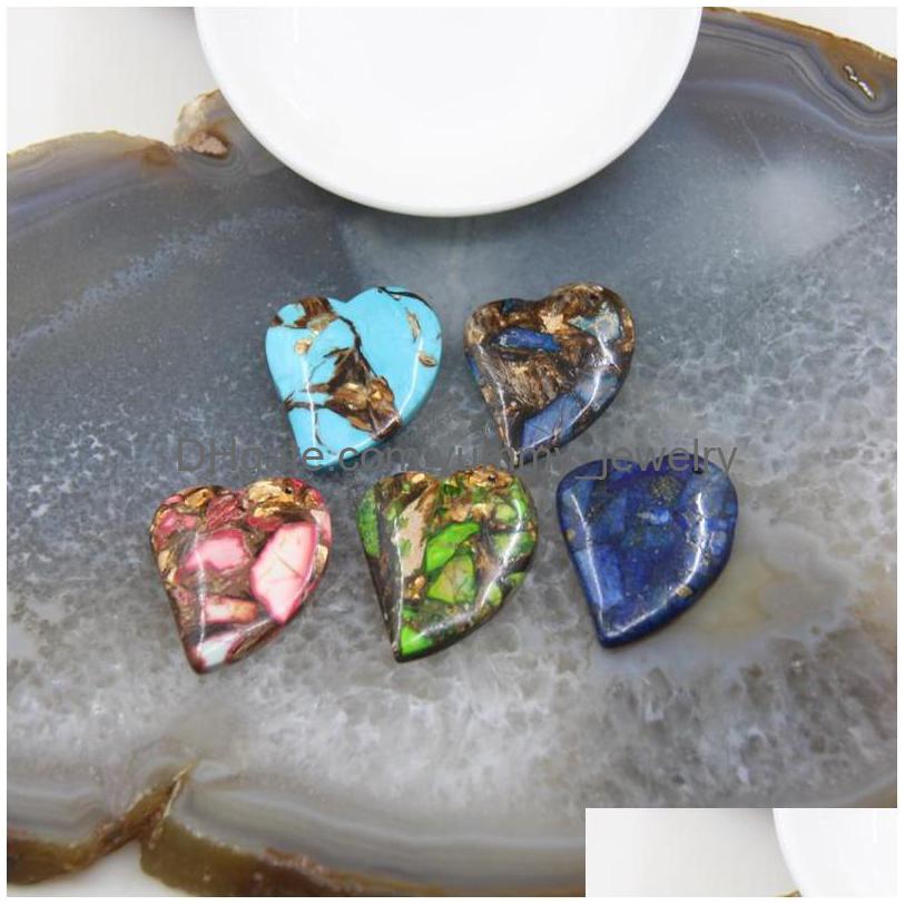

Pendant Necklaces 1Pcs Love Heart Shape Imperial Jaspers Pendants Top Drilled Emperor Stone Necklace Diy Jewelry Making Accessories Dh7Iq