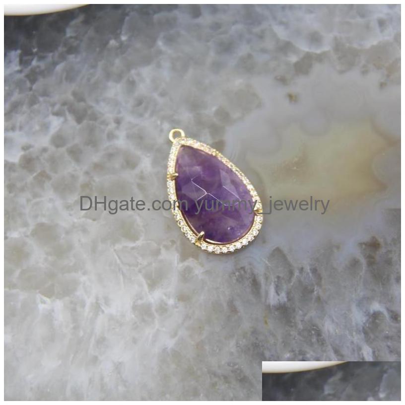 

Pendant Necklaces Drop Shape Natural Stones Faceted Amethysts/Labradorite Healing Crystal Necklace For Diy Jewelry Making Accessorie Dhf2B