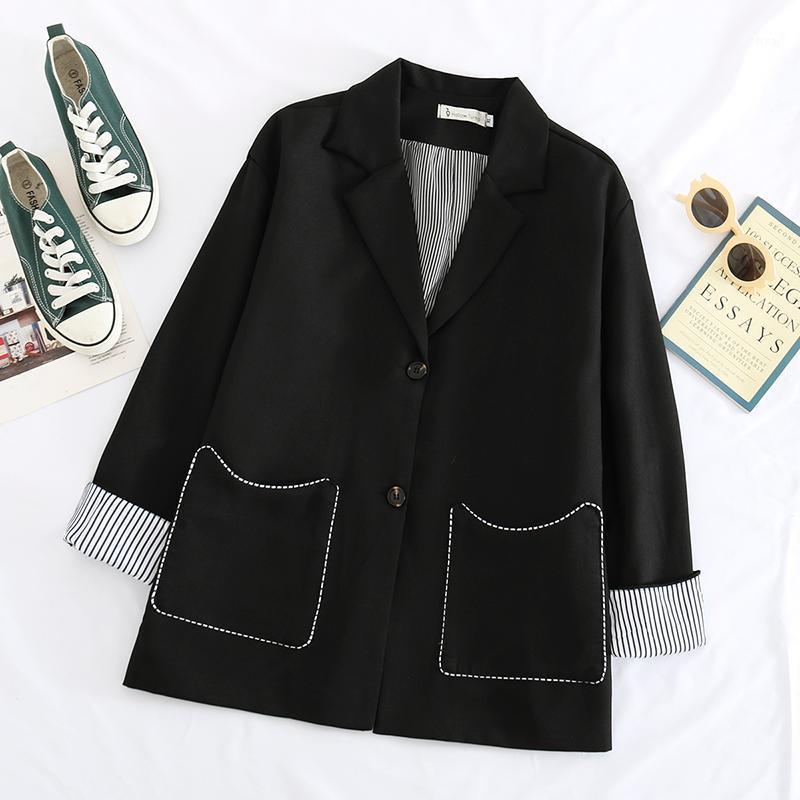 

Women's Jackets Plus Size Fashion Small Suit Coats 2023 Spring Autumn Korean Large Loose Thin Women Long Sleeve Pocket LJ3008, Black