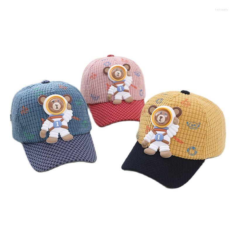 

Ball Caps Doit Cartoon Boy Girl Baseball Corduroy Space Bear Autumn Children Hip Hop Sun Hat Kids Child Snapback Cap Gorras, Black