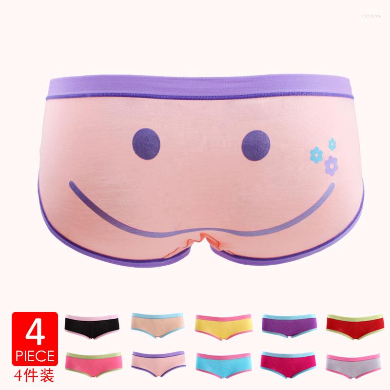 

Women's Panties Cute Girl Cuecas Cartoon Knickers Color Lady Briefs Waist Girls Underwear Smiling Kawaii Gift Box 4 Underpants, See chart