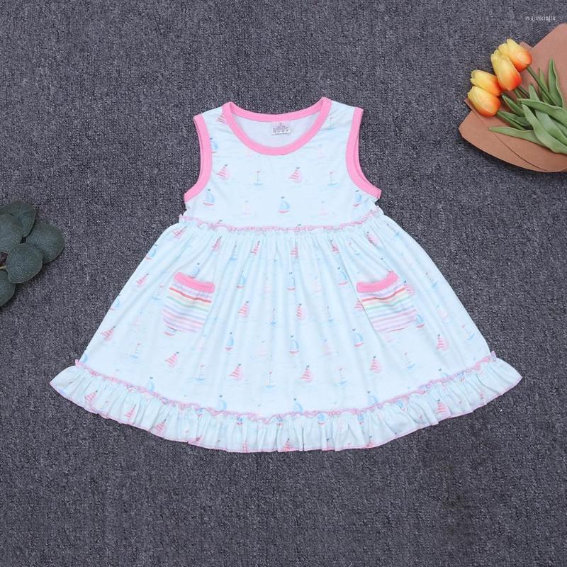 

Girl Dresses 2023 Style Baby Dress For Floral Pocket O-neck Clothes Fashion Sleeveless Skirt Born One Piece 1-7T Infant Girls