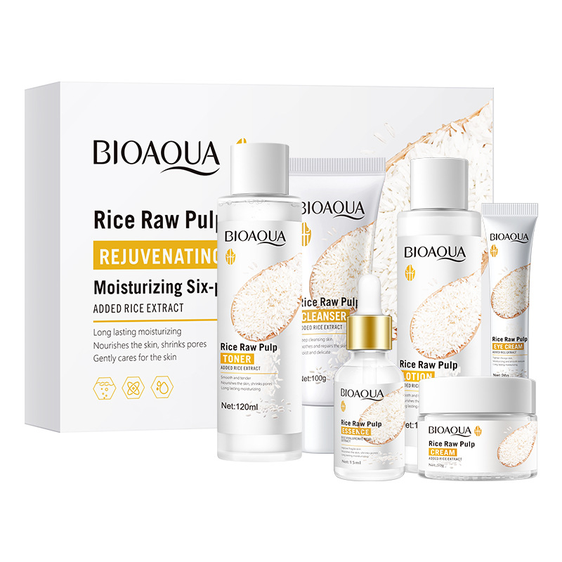 

BIOAOUA Rice Original Serum Face Moisturizing Six-Piece Set Skin Care Products Firming Lifting Eye Cream Facial Care Suit