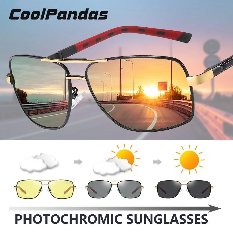 

Sunglasses Brand Polarized Pochromic Men Day Night Dual Eyes Protect Sun Glasses Unisex driving goggles de sol 230202