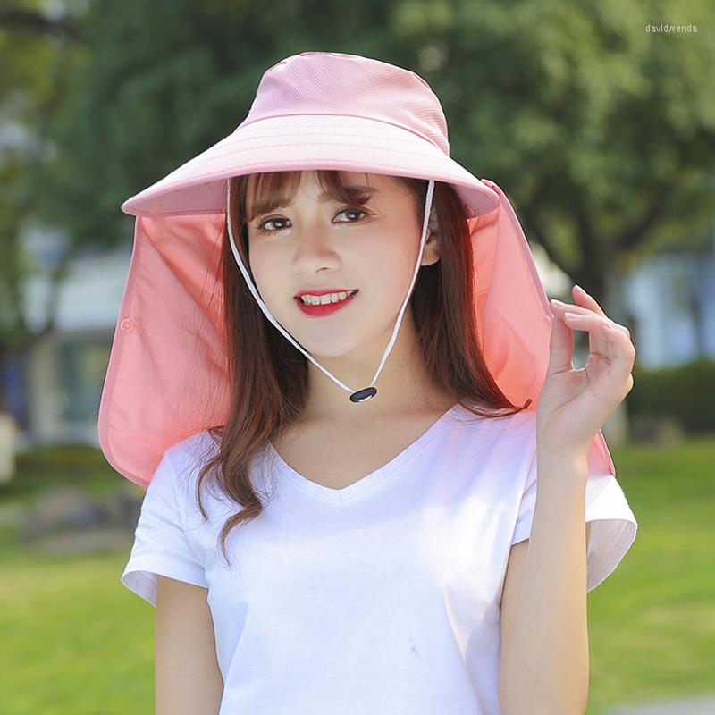 

Wide Brim Hats Summer Face Neck Protector Removable Sun UV Protection Hat Cap For Women Ladies Female FS0560, Purple