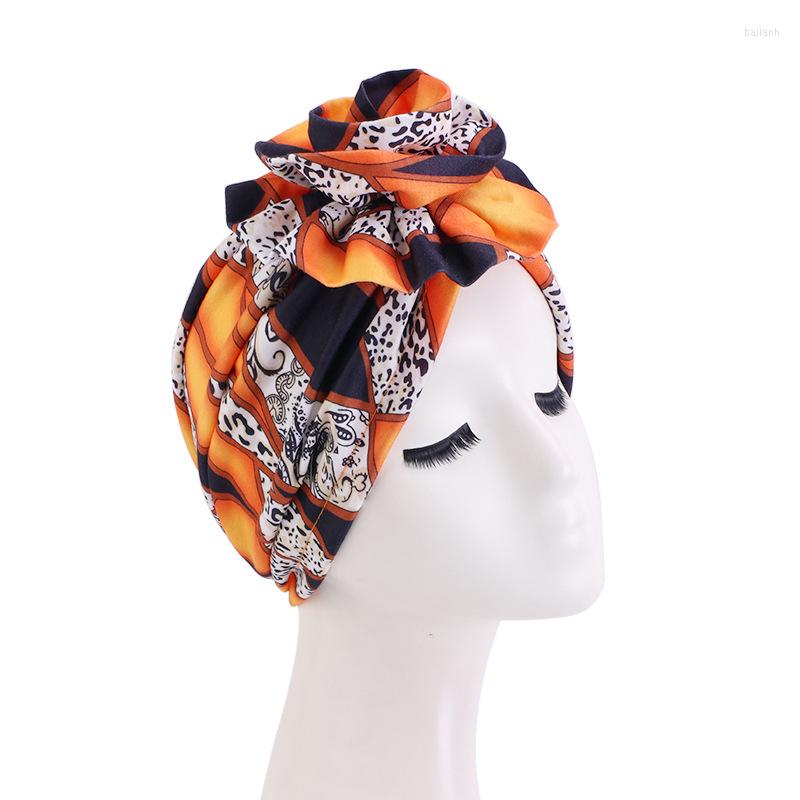 

Ethnic Clothing Turbante Femme Musulman India Hat Islamic Head Wrap Turban Chain Printed Big Flower Headscarf Bonnet Women