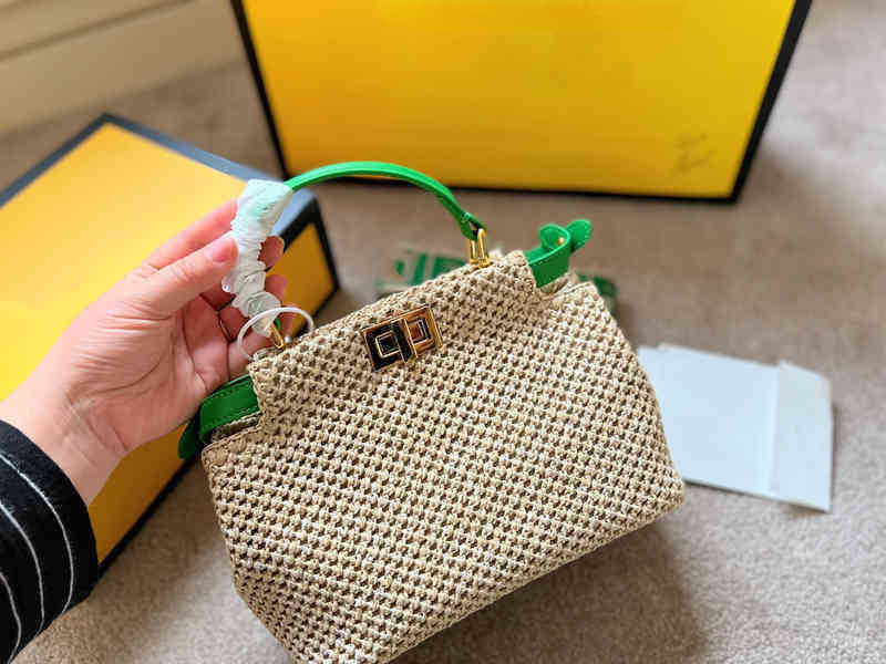 

Fbag Evening bag Shoulder Bucket Bags Woman Womenhandbag Handbags Designer Tote Summer Vacation Hand Made Woven Beach Crossbody Female Purses Messenger, Dark khaki