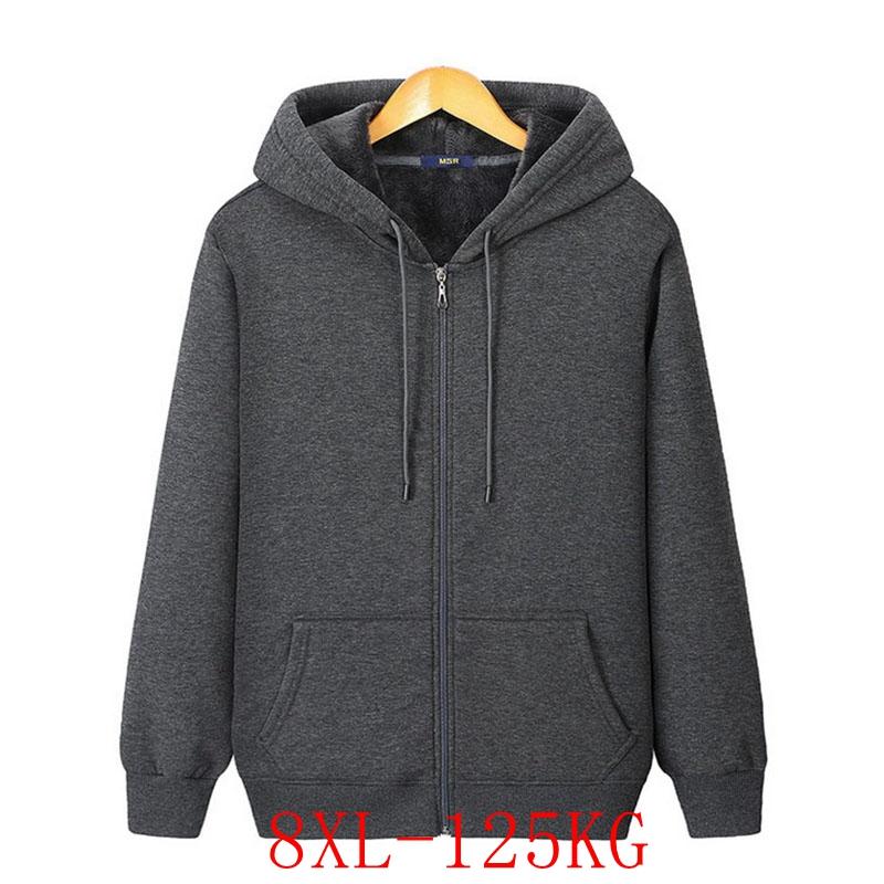

Men's Hoodies & Sweatshirts Plus Size Fleece Hooded Sweater 8XL125KG 7XL 6XL 5XL Pocket Zipper Cardigan Thickened Sports SweaterMe, Black