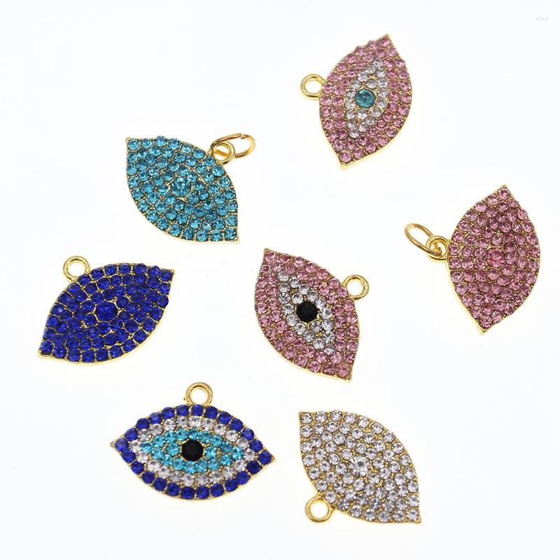 

Charms 10pcs /Lot Mix Color Gold Plating Rhinestone Muslim Islam Eye Shape Charm For Baby Pin / DIY Bracelet /Necklace