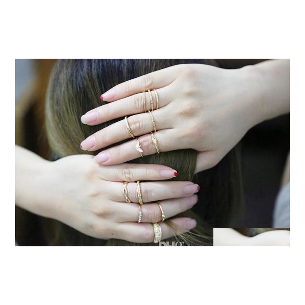 

Band Rings Fashion Jewelry Vintage Gold Ring Set Combine Joint Toes 12Pcs/Set Drop Delivery Dhe1S