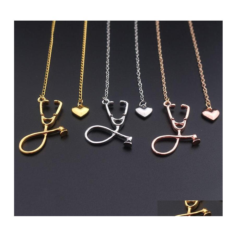 

Pendant Necklaces Fashion Medical Jewelry Alloy I Love You Heart Necklace Stethoscope For Nurse Doctor Gift Wholesale Drop Delivery P Ote7I