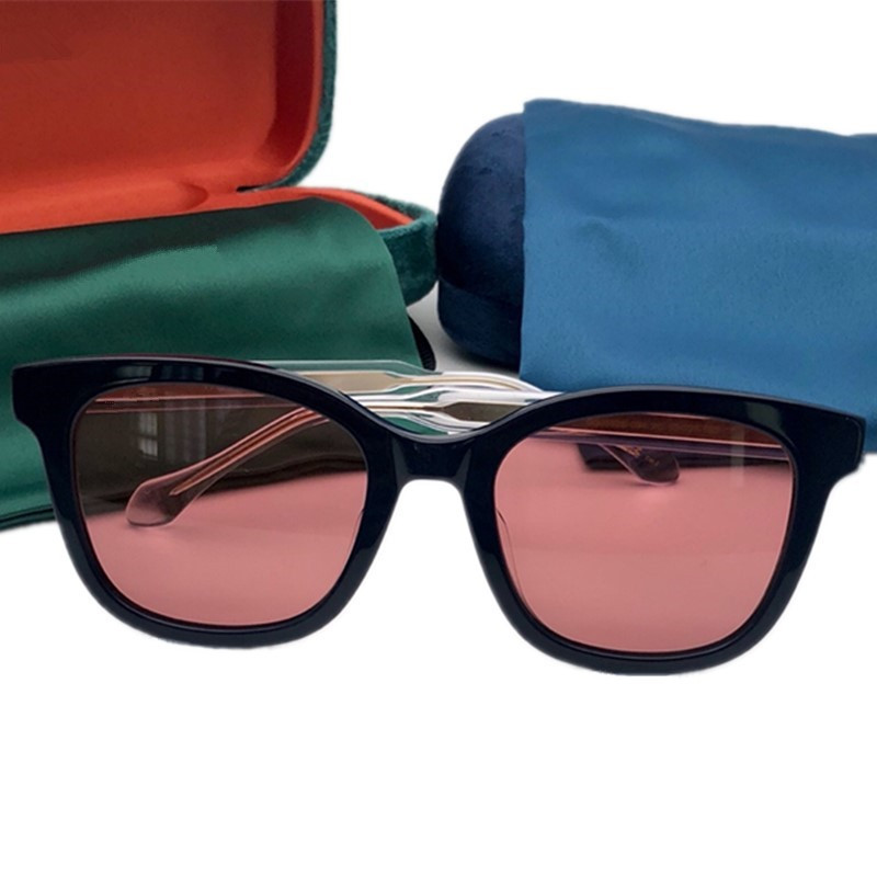 

Quality Unisex Square Sunglasses UV400 Crystal Leg Acetates 53-21-150 Fullrim Red lens Men Women for Prescription Goggles fullset design case