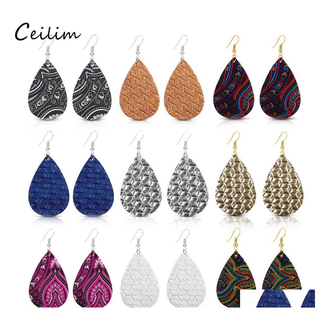 

Charm Arrival Classic Pu Leather Teardrop Earrings For Women Designer Jewelry Big Statement Gifts Drop Delivery Otksf