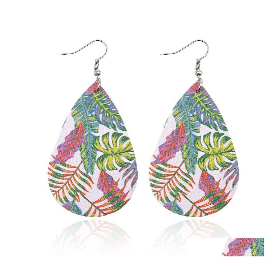 

Charm Print Flower Leather Teardrop Earrings For Women Dog Claw Leaf Dangle Lightweight Statement Fashion Jewelry Gift Drop Delivery Otsya