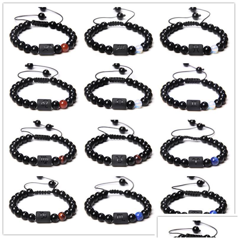 

Beaded Braided 8Mm Stone Beads 12 Constellation Couple Strands Bracelet Men Bracelets For Women Pseras Mascina Hombre Man Me Dhgarden Dhc8D