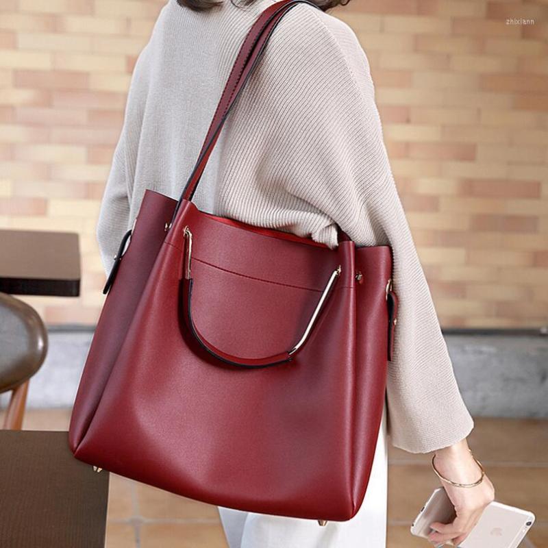 

Evening Bags FoxTail & Lily Brand Composite Bucket Women Shoulder Messenger Bag Large Capacity PU Leather Tote Handbags Luxury Quality, Black