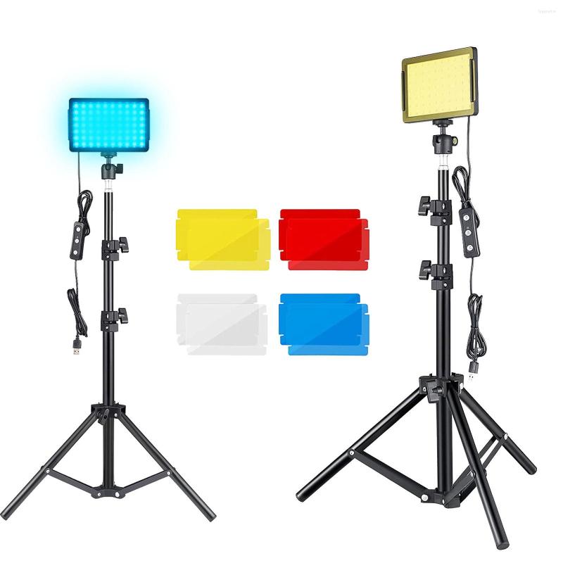

Flash Heads LED Pography Video Light Panel Lighting Po Studio Lamp Kit With Tripod Stand RGB Filters For Shoot Live Youbube Streaming