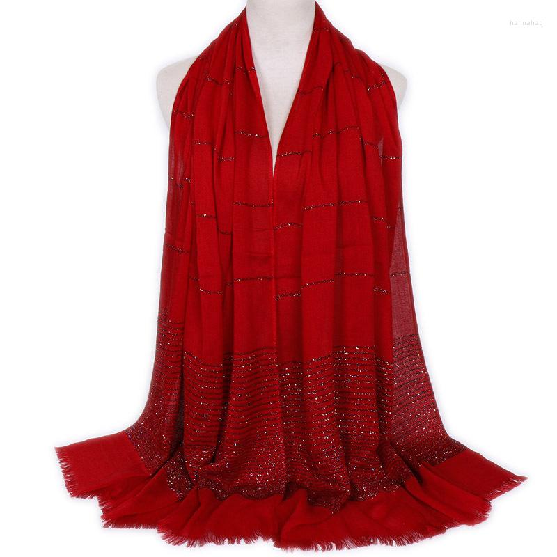 

Ethnic Clothing Shimmwe Lurex Stripe Cotton Muslim Hijabs Head Scarf Voile Glitter Islamic Women's Long Shawl Sjaal Bufandas Foulard