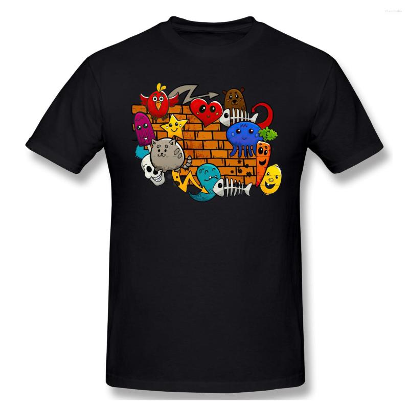 

Men' T Shirts Graffiti Cartoon Flat Color Gift Graphic Cool Short Sleeve T-Shirt Top, Black