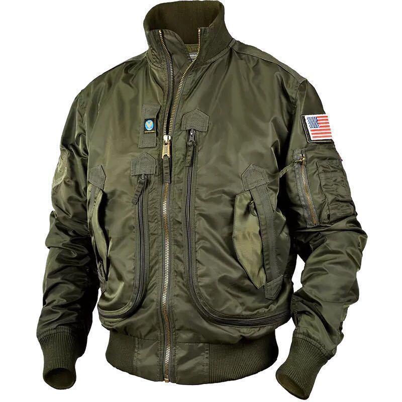 

Mens Jackets Cool Army Tactical Stand Collar Flight Jean Winter Bomber Combat 230203, Army green