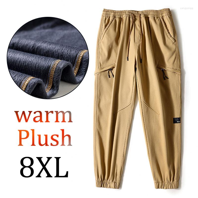 

Men's Pants Plus Size 8XL High Quality Fashion Korean Version Men Clothing Classic Streetwear Mens Casual Drawstring Trouser Warm 2023, Black