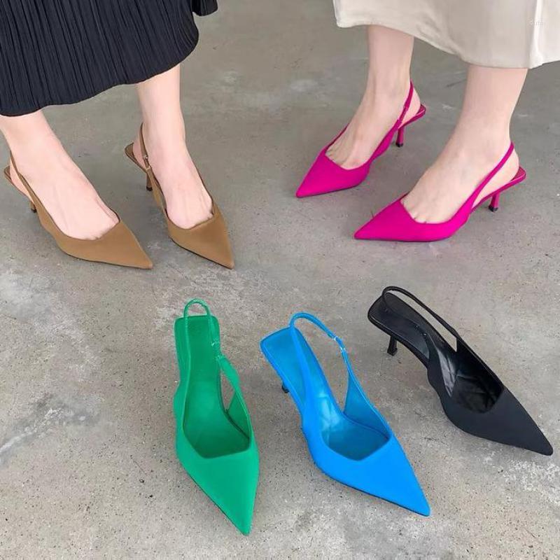 

Dress Shoes 2023 Brand Women Sandals Thin High Heels Slip On Mules Pointed Toe Shallow Pumps Ytmtloy Rubber Sandalias Feminina, Black