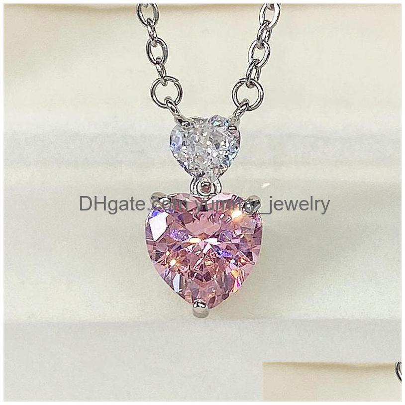 

Pendant Necklaces Huitan Exquisite Heart Necklace Engagement Accessories For Women Bling Love Cubic Zirconia Birthday Gift Statement Dhifl