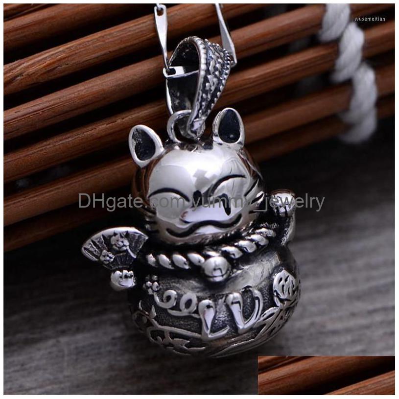

Pendant Necklaces Lybuy Lucky Cat Bag 925 Sterling Sier Retro Necklace Women Thai Fine Jewelry Gift Without Chain Drop Delivery Penda Dhroh