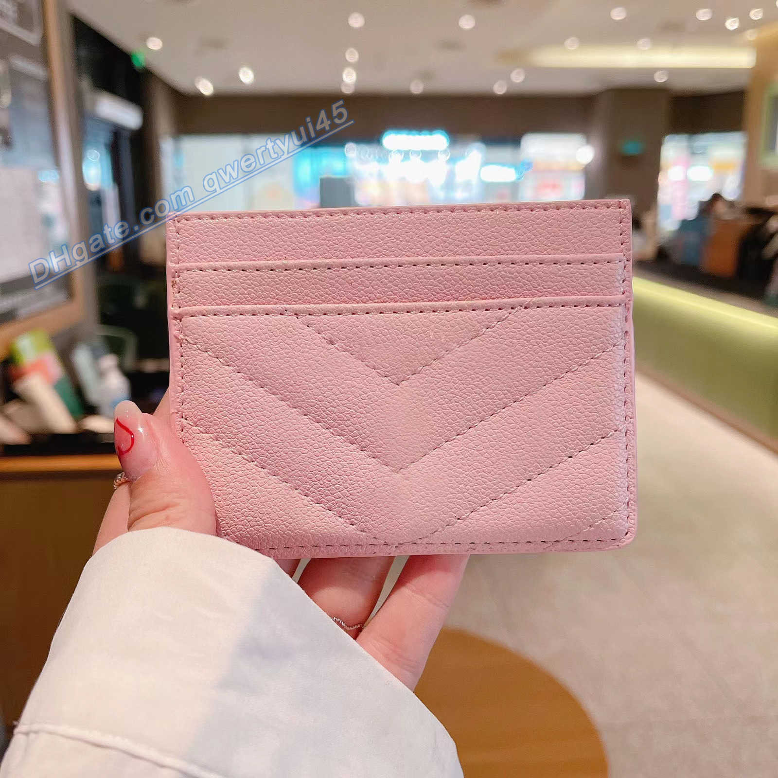 

qwertyui45 2023 new fashion Card Holders caviar woman mini wallet Designer genuine leather Pebble texture luxury Black wallet 020323H, Sky blue