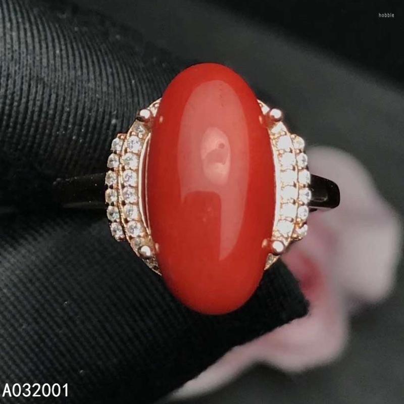 

Cluster Rings KJJEAXCMY Fine Jewelry Natural Red Coral 925 Sterling Silver Women Adjustable Gemstone Ring Support Test Luxury